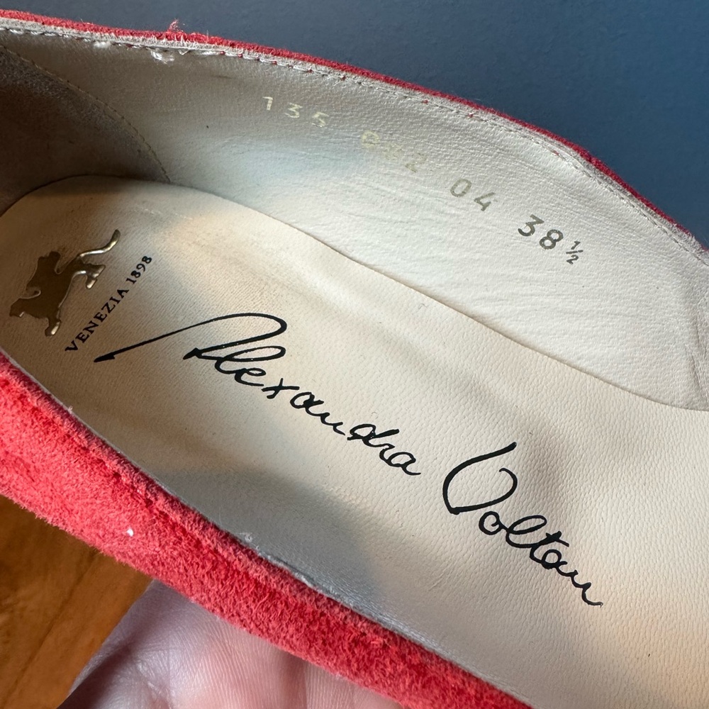 Alexandra Voltan Red Suede 3.5” High Heels Made in Italy Size 38.5 - Picture 8 of 8